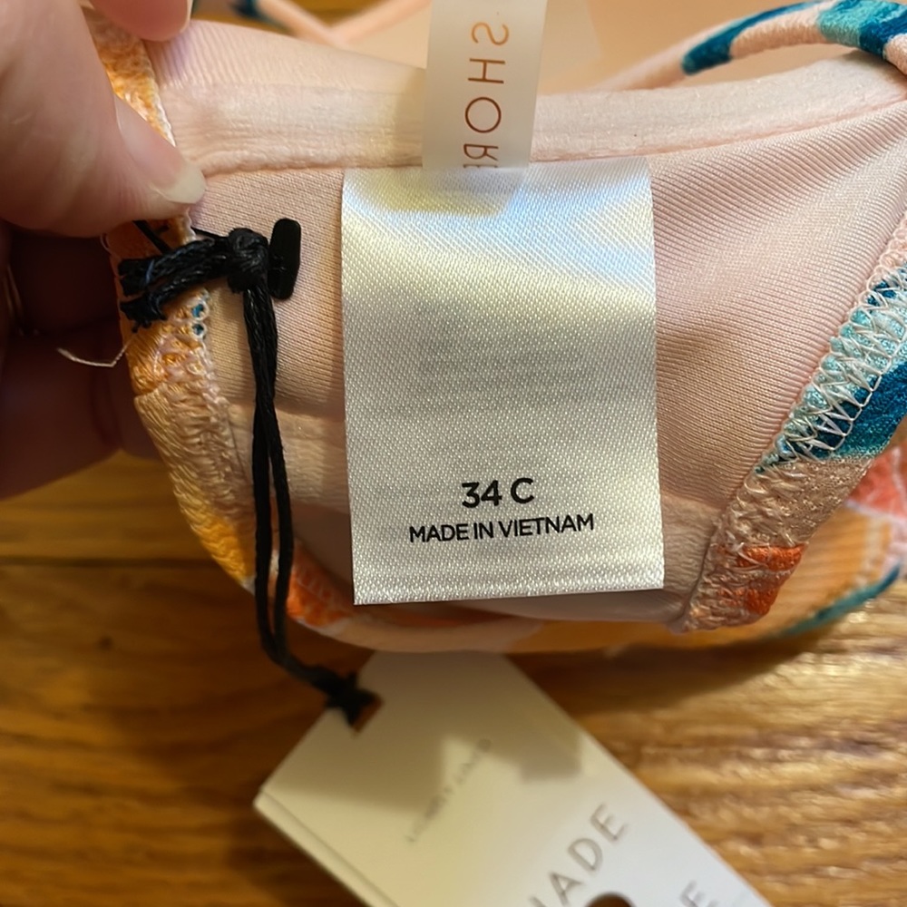 Shade & Shore Orange and Green Bikini Top - Picture 3 of 4